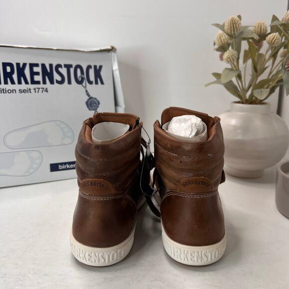Birkenstock Bartlett Leather High Top Shoes Brown 045343 Women 5/Men 3 Tried On - Picture 4 of 10
